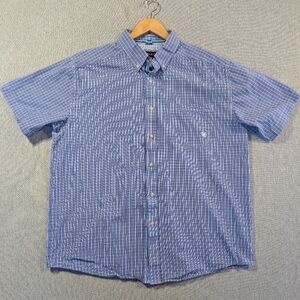 Ariat Pro Series Shirt Men's XL Blue Plaid Button Down Short Sleeve